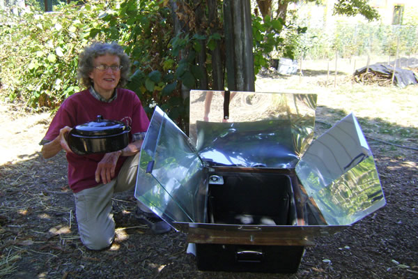 Carol Cox with her Solar Oven